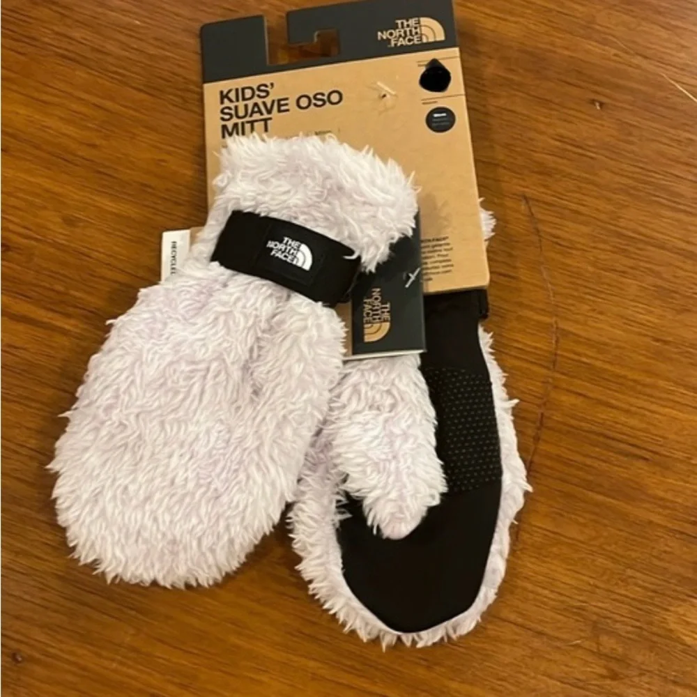 The North Face Suave Oso Mitts Mittens gloves new Lavender Fog Kids Girls Large